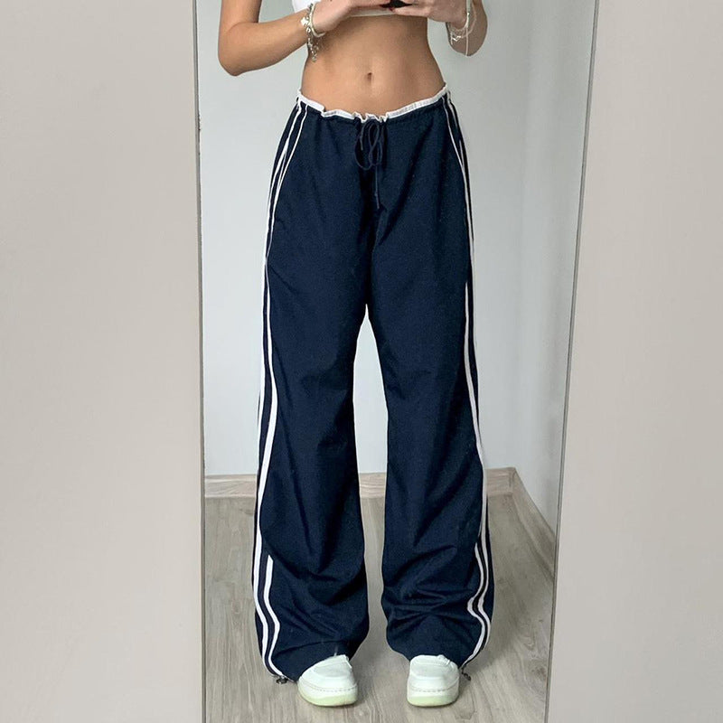 Striped Sports Pants Women Baggy Casual Classic Track Sweatpants Trousers - cas7m