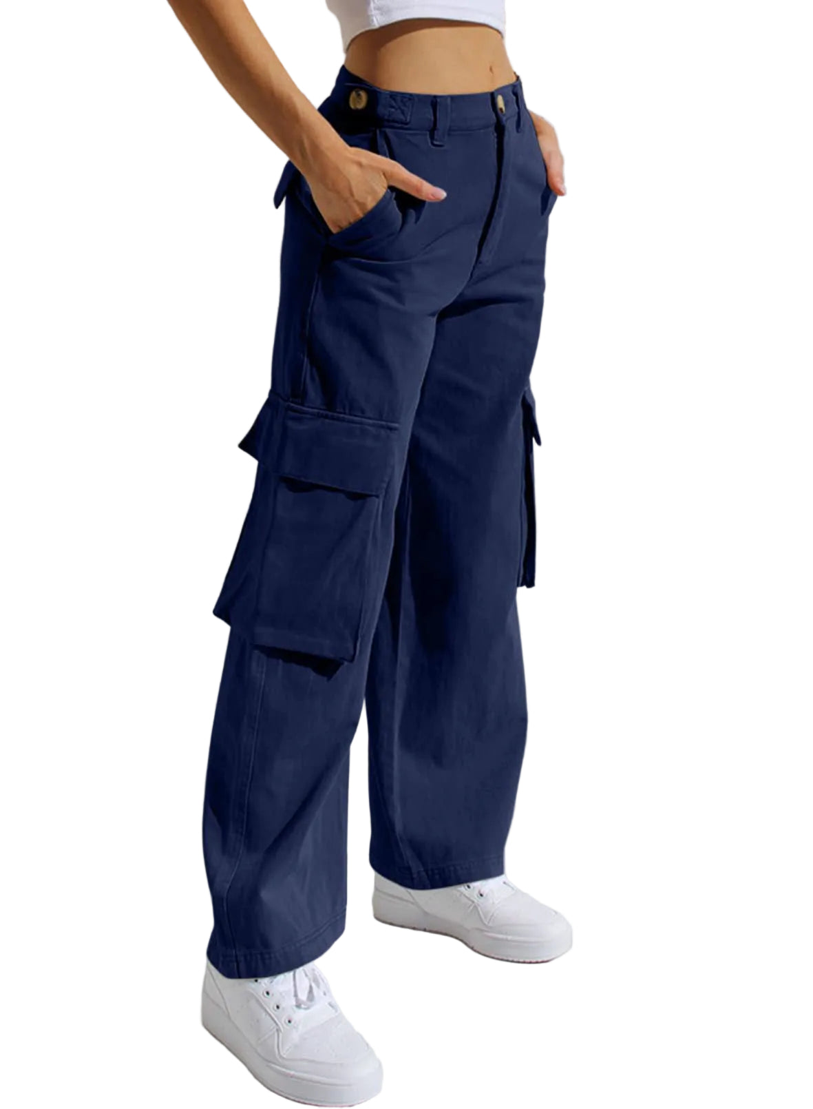 Women's Multi-pocket Workwear Loose Casual Denim Trousers - cas7m
