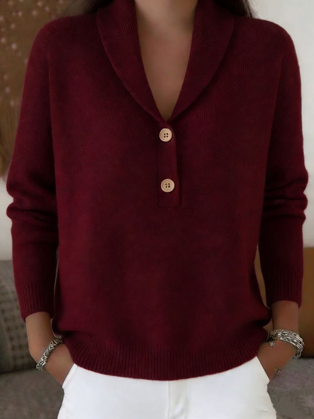 New Fallwinter Solid-color Polo-neck Casual Chic Womens Wear - cas7m