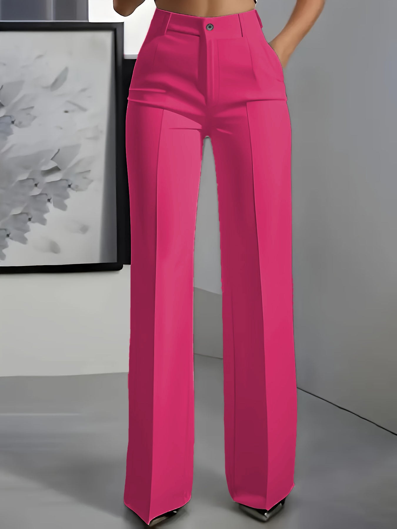 Women's White Minimalist Pants Made Of Polyester - cas7m
