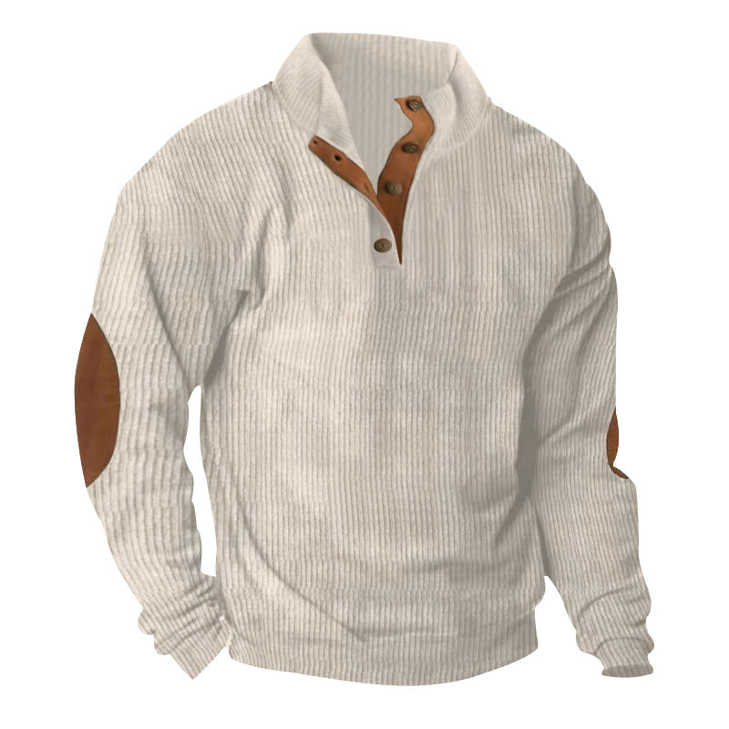 Corduroy Casual Stand Collar Long-sleeved Sweater - cas7m