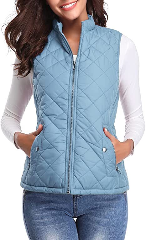 Women's Cotton Vest Stand Collar Zipper Pocket Warm - cas7m
