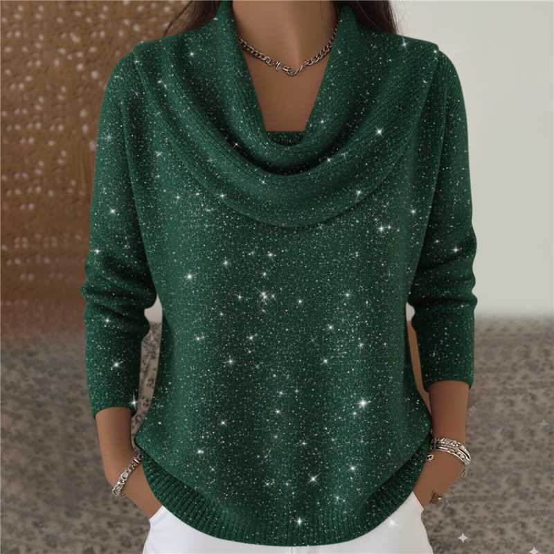 Women Soft-Shine Relaxed Round Neck Knit Sweater - cas7m