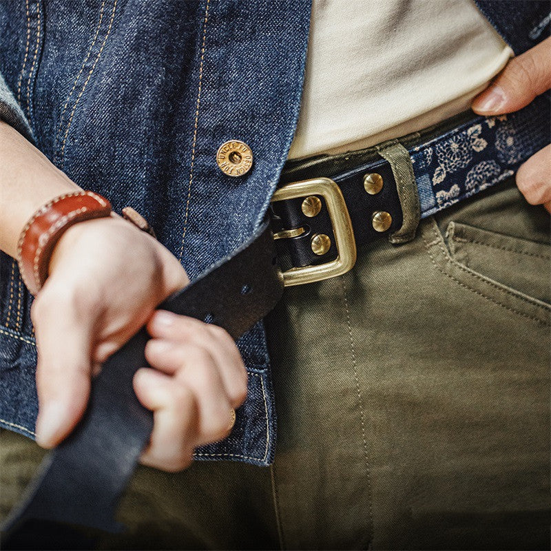 First Layer Cowhide Vintage Belt Men - cas7m