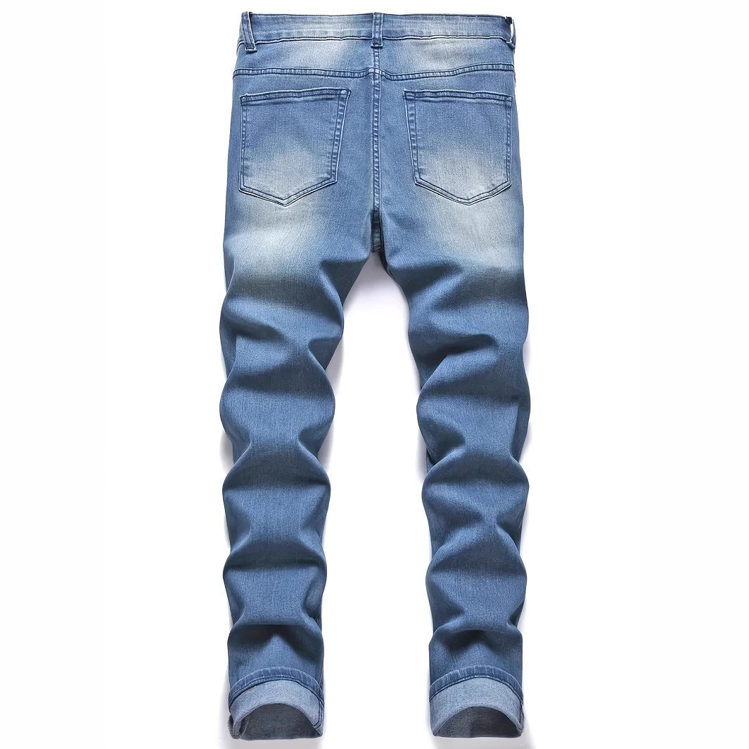 Men's Ripped Fashion Personality Street Trend Style Jeans - cas7m