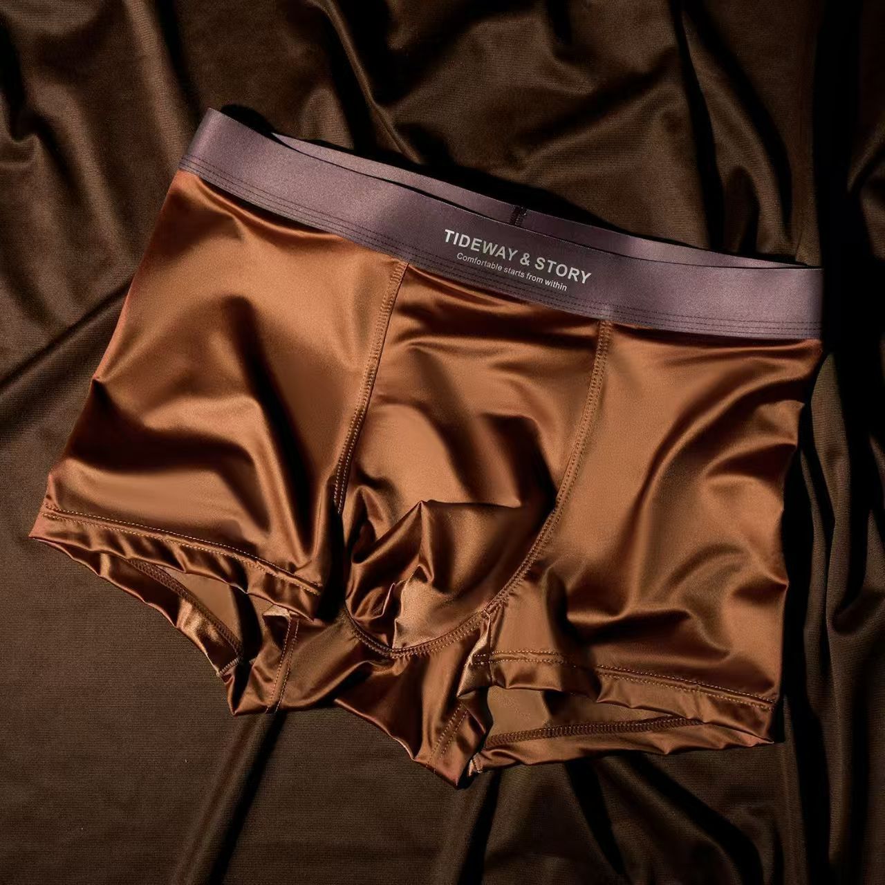 Ice Silk Mens Underwear Light Luxury Satin Boxers - cas7m