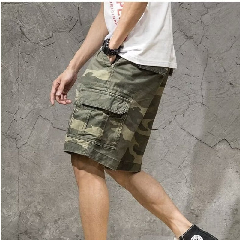 Summer Loose Five Points Casual Camouflage Workwear Shorts Men - cas7m