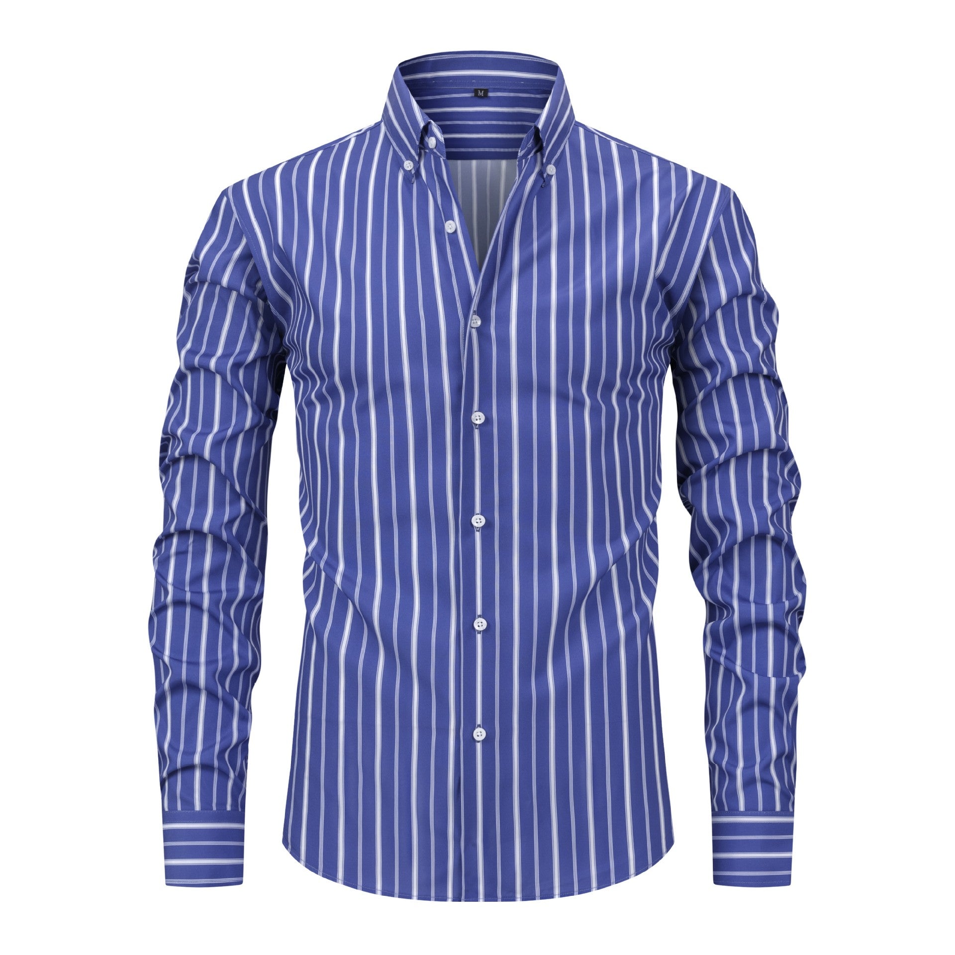 Men's Digital Printed Striped Long-sleeved Lapel Shirt - cas7m
