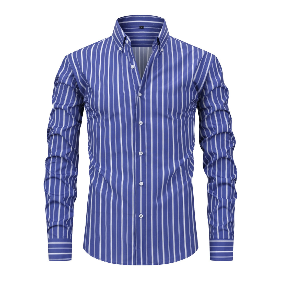 Men's Digital Printed Striped Long-sleeved Lapel Shirt - cas7m