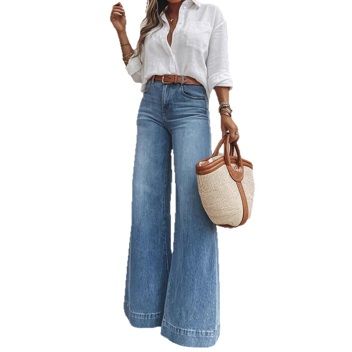 Womens Fashionable Vintage Washed Slim-Fit Jeans - cas7m