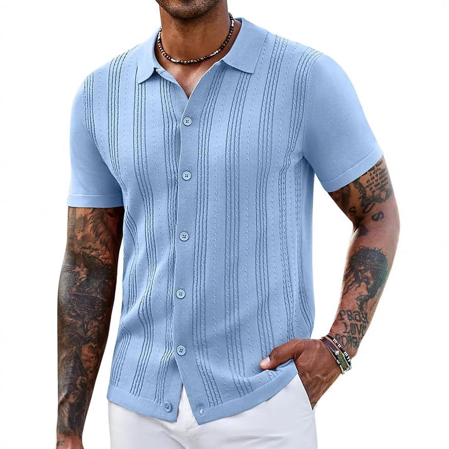 Fashionable Striped Hollow-Out Knitted Sweater For Men - cas7m