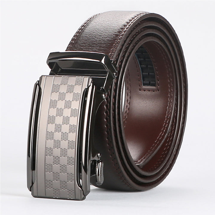 Men Belt Leather Belt For Men With Anti-Scratch Buckle Control Design For Formal Work Or Casual - cas7m