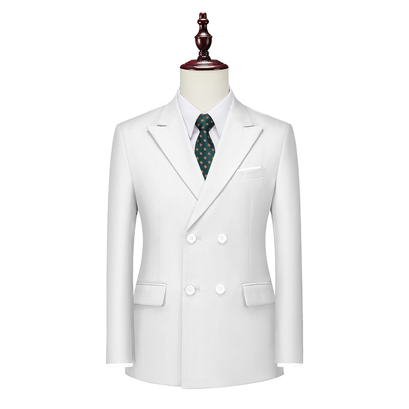 Men's Business Casual Double-breasted Suit Jacket Fashion Solid Color Coat - cas7m
