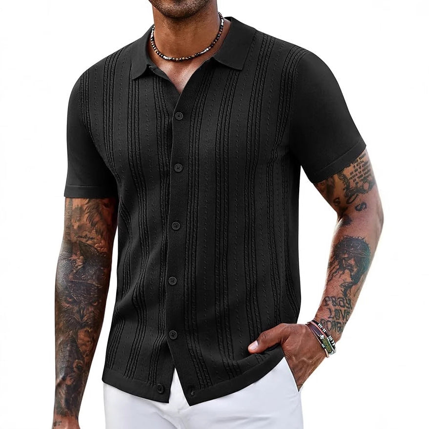 Fashionable Striped Hollow-Out Knitted Sweater For Men - cas7m