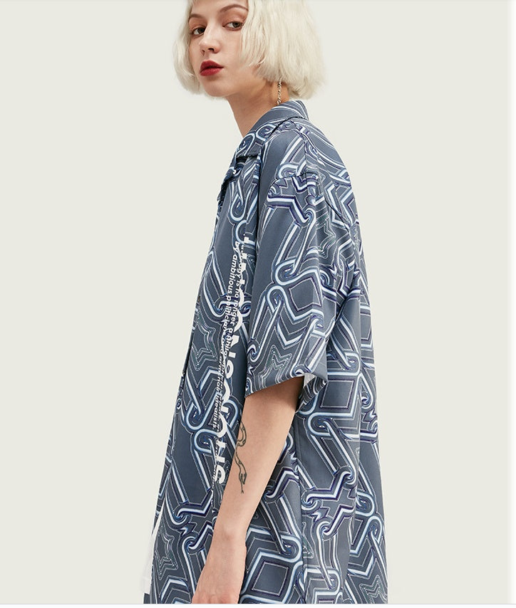Hawaiian Digital Print Streetwear Shirt Men - cas7m