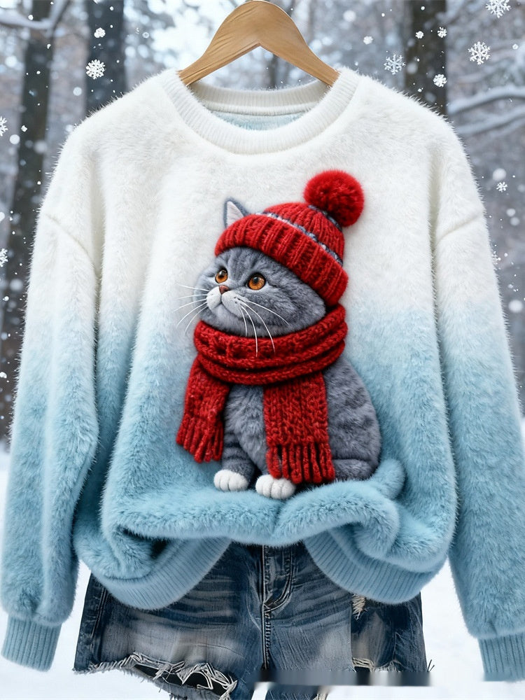 3D Digital Printed Flannel Sweatshirt Women - cas7m