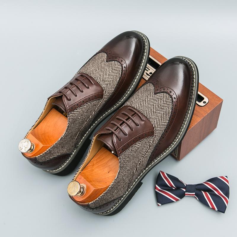 Fashion Brogue Men's Korean-style Casual Formal Wear Leather Shoes - cas7m