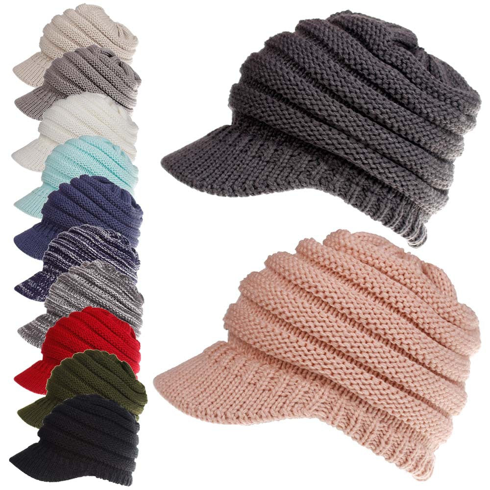 BeanieTail Knit Hat for Stylish Ponytails & Buns - Warm & Versatile - cas7m