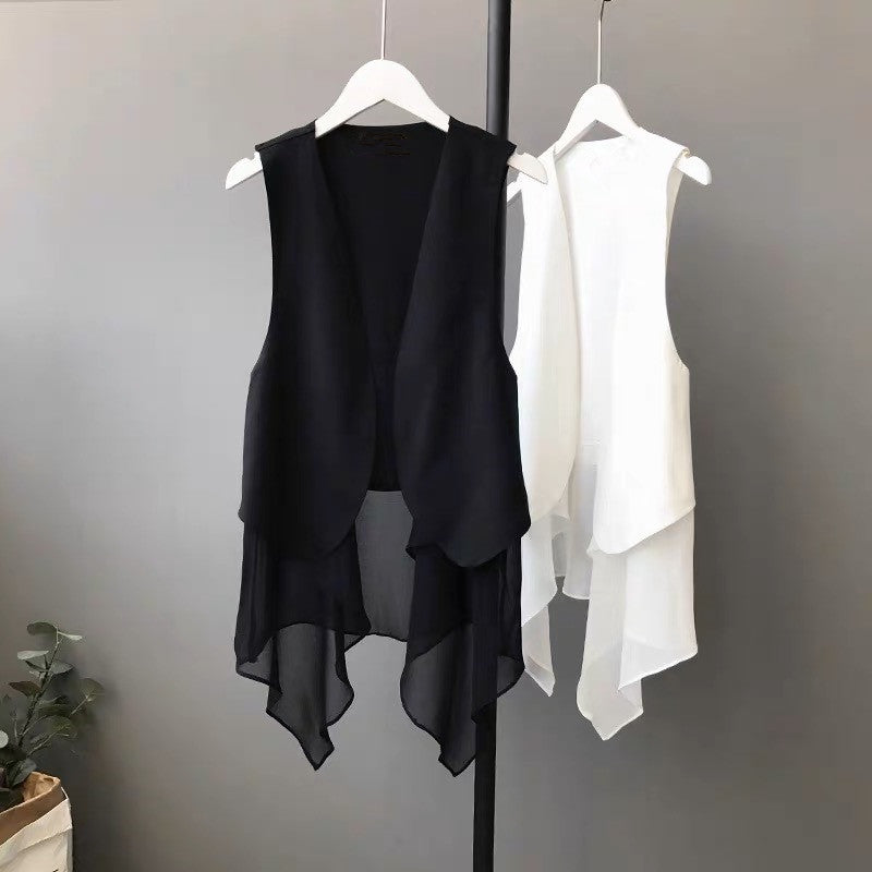 Korean-style Sleeveless Irregular Chiffon Vest Womens - cas7m