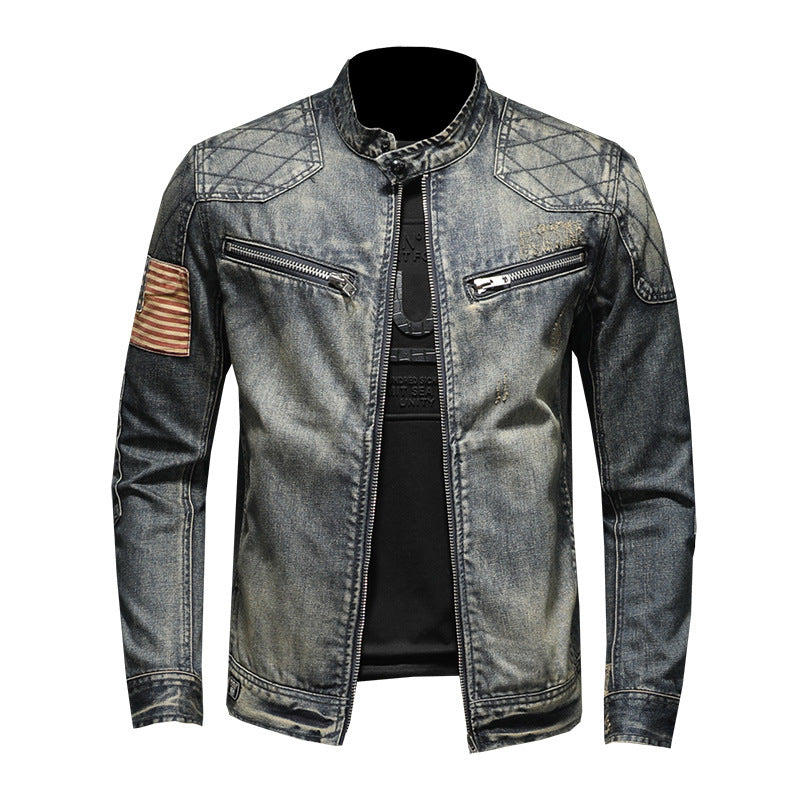 Men's Personalized Patch Denim Jacket - cas7m