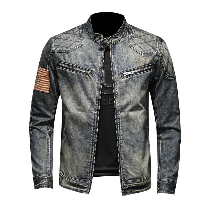 Men's Personalized Patch Denim Jacket - cas7m