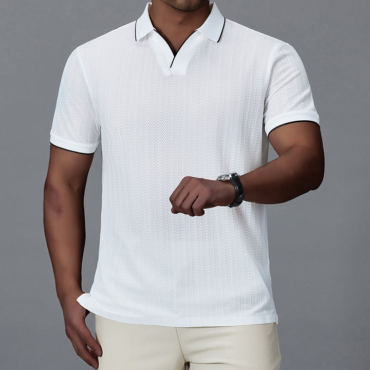 Men's Short-sleeved Polo Shirt Casual Ice Silk Thin T-shirt - cas7m
