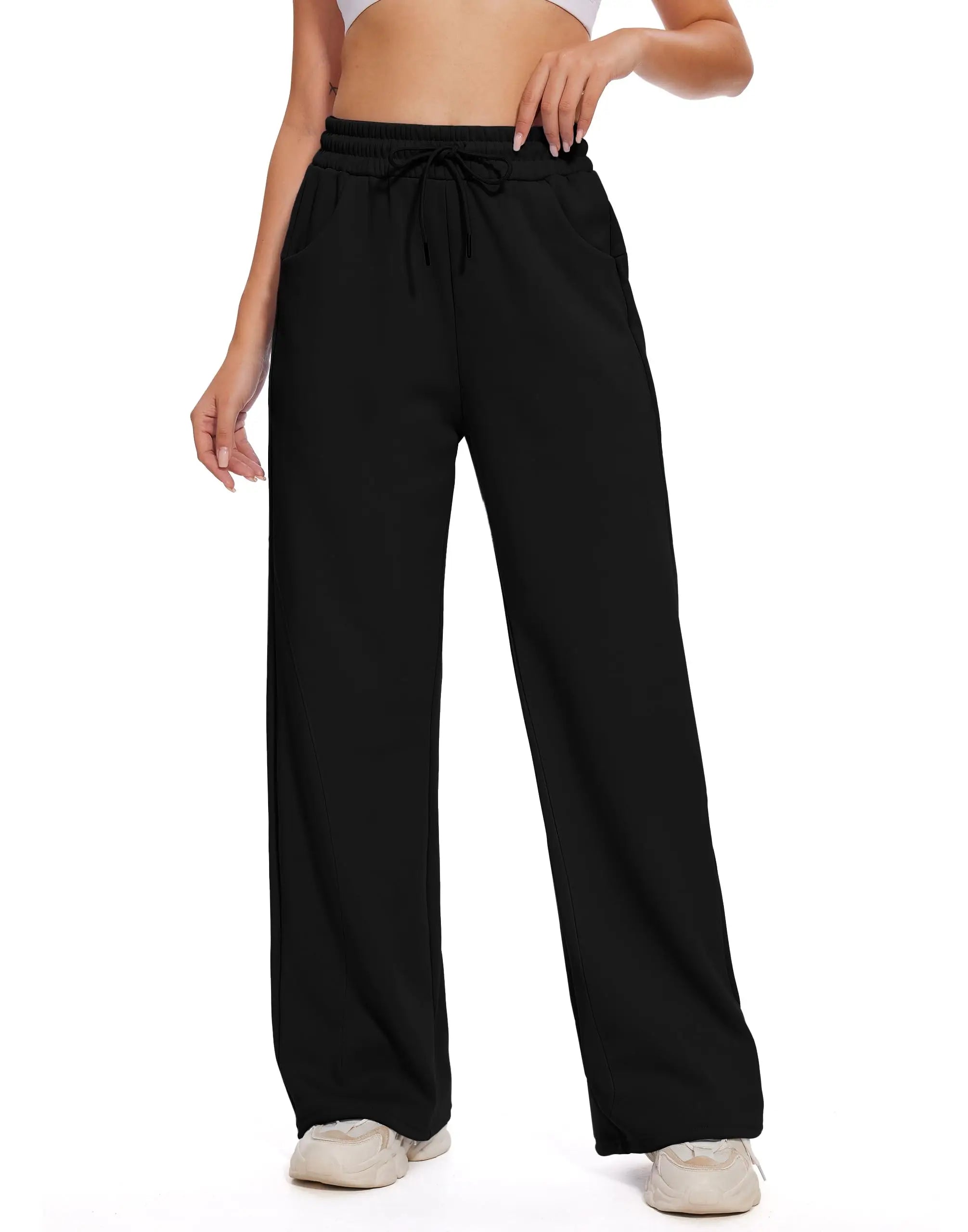 Elegant Femme Wide-Leg Lounge Trousers with Pockets