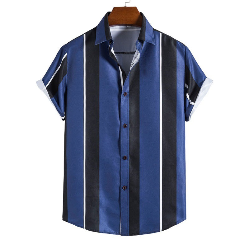 New Men's Casual Striped Short Sleeve Shirt - cas7m