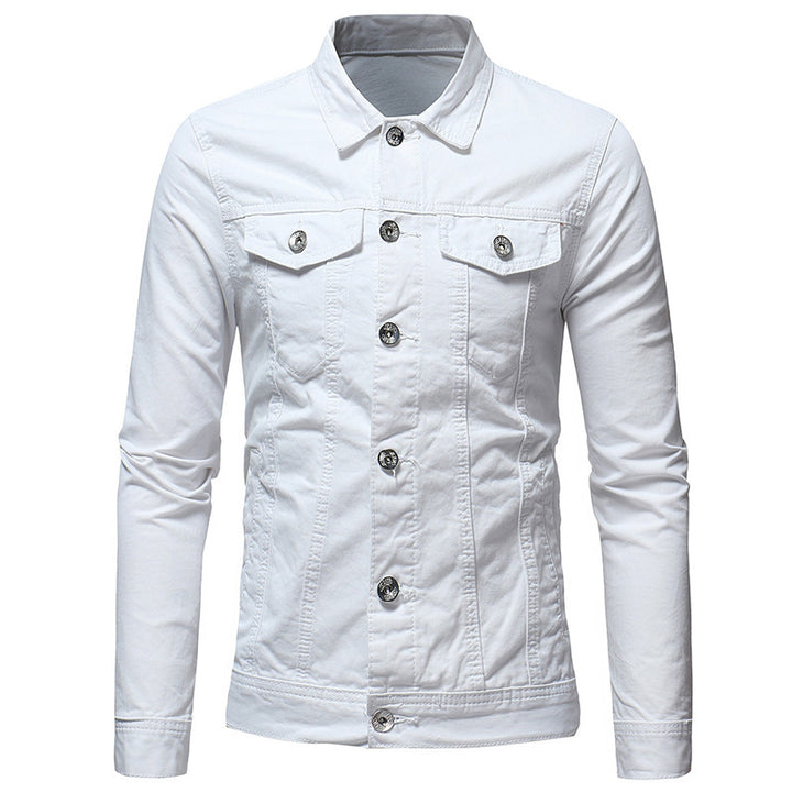 Solid color denim jacket shirt - cas7m