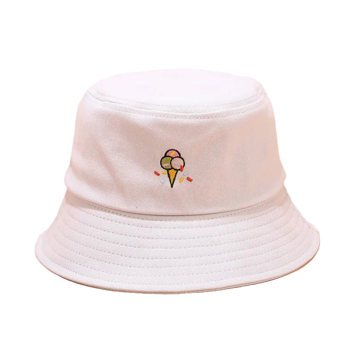 Korean version of fun ice cream embroidery fisherman hat - cas7m