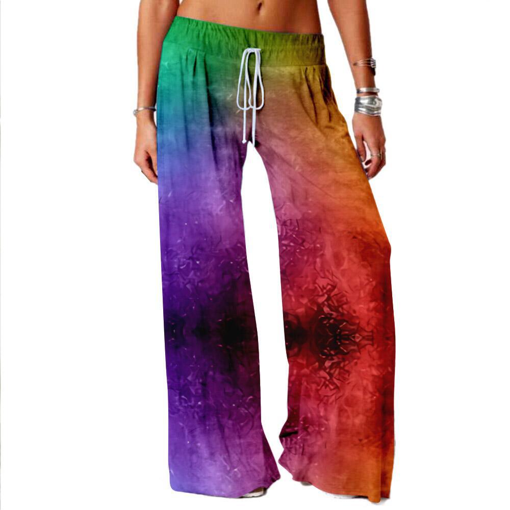 Wide Leg Yoga Pants Women's Loose 3D Digital Printing Loose Trousers Straight-leg Pants - cas7m