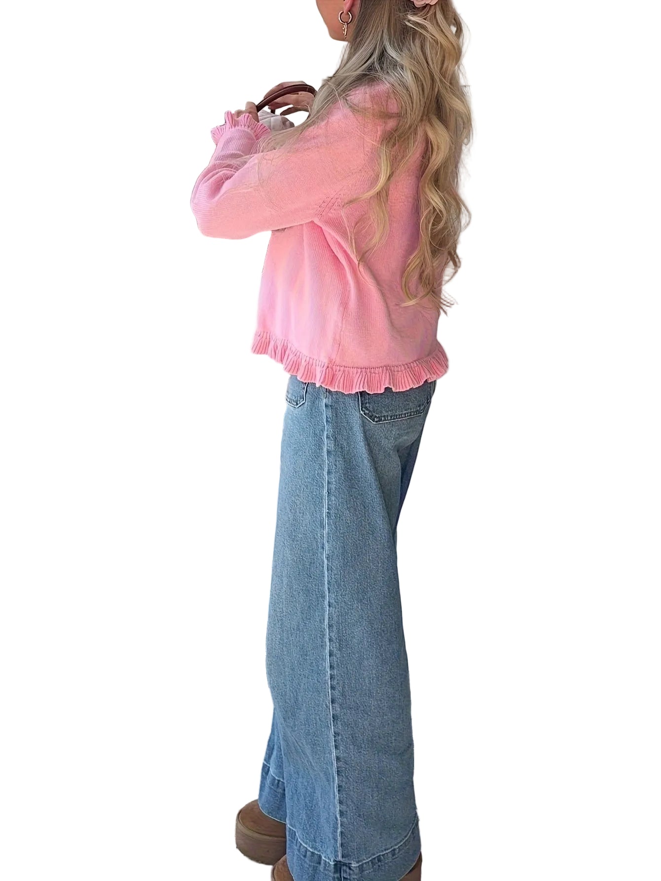 Women's Loose-fit French-style Long-sleeve Sweater Coat - cas7m