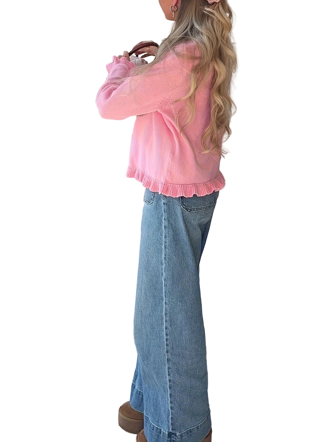 Women's Loose-fit French-style Long-sleeve Sweater Coat - cas7m
