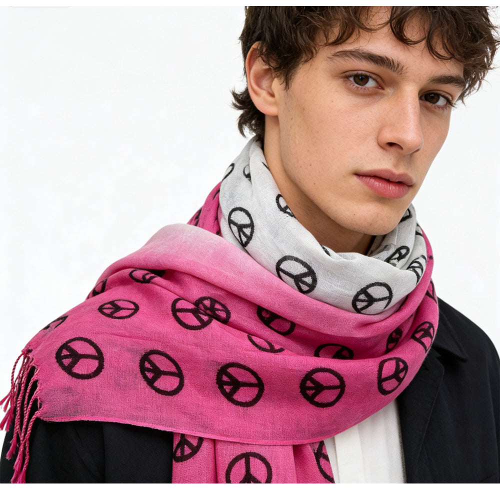 2pcs Hot Pink Semi Sheer Scarf , Delicate Drape For Warm Days,Office Appropriate Subtlety For Women Men - cas7m