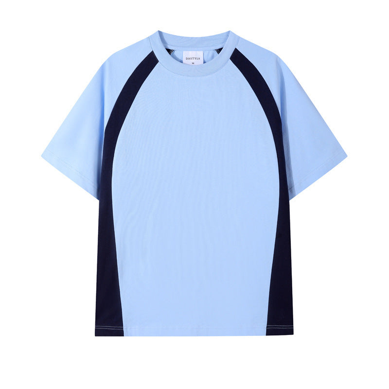 Combed Cotton Double Yarn Drop Shoulder Short Sleeve Matching Couple T-shirt - cas7m