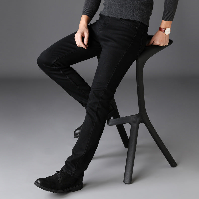 spring and summer new men's jeans men's Korean version of the trend of self-cultivation stretch pants youth black pants men - cas7m