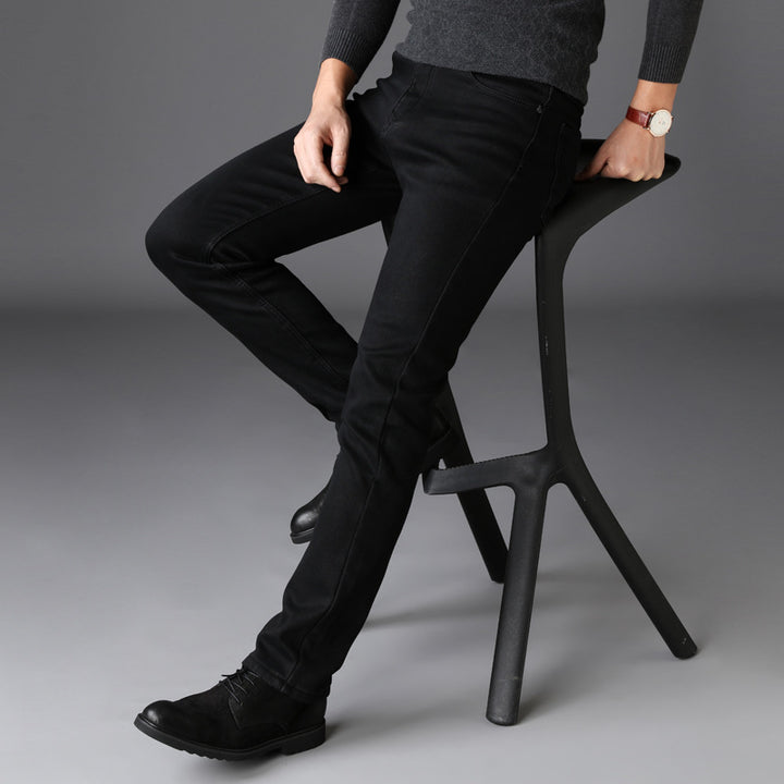 spring and summer new men's jeans men's Korean version of the trend of self-cultivation stretch pants youth black pants men - cas7m