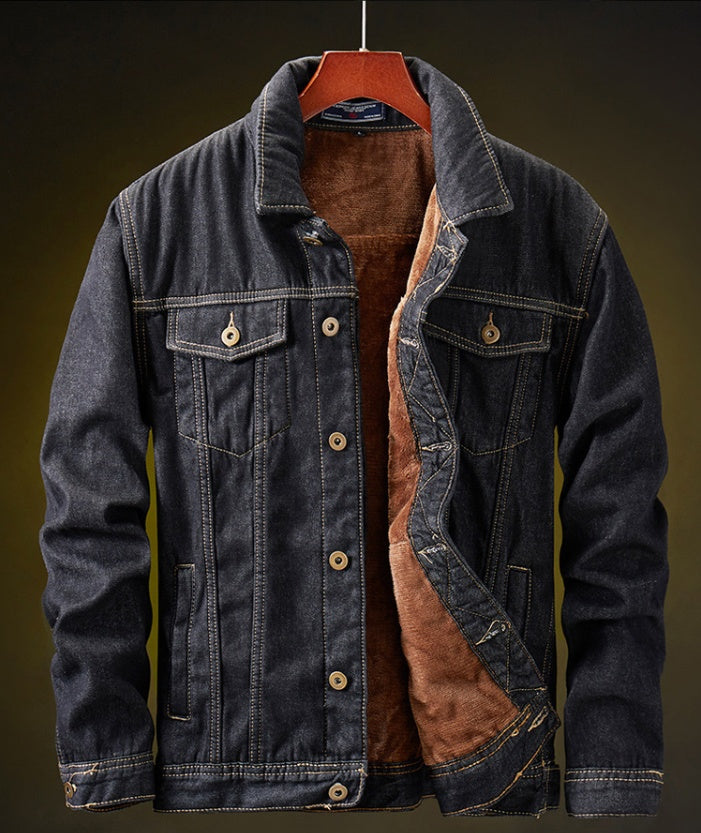 Plus velvet denim jacket - cas7m