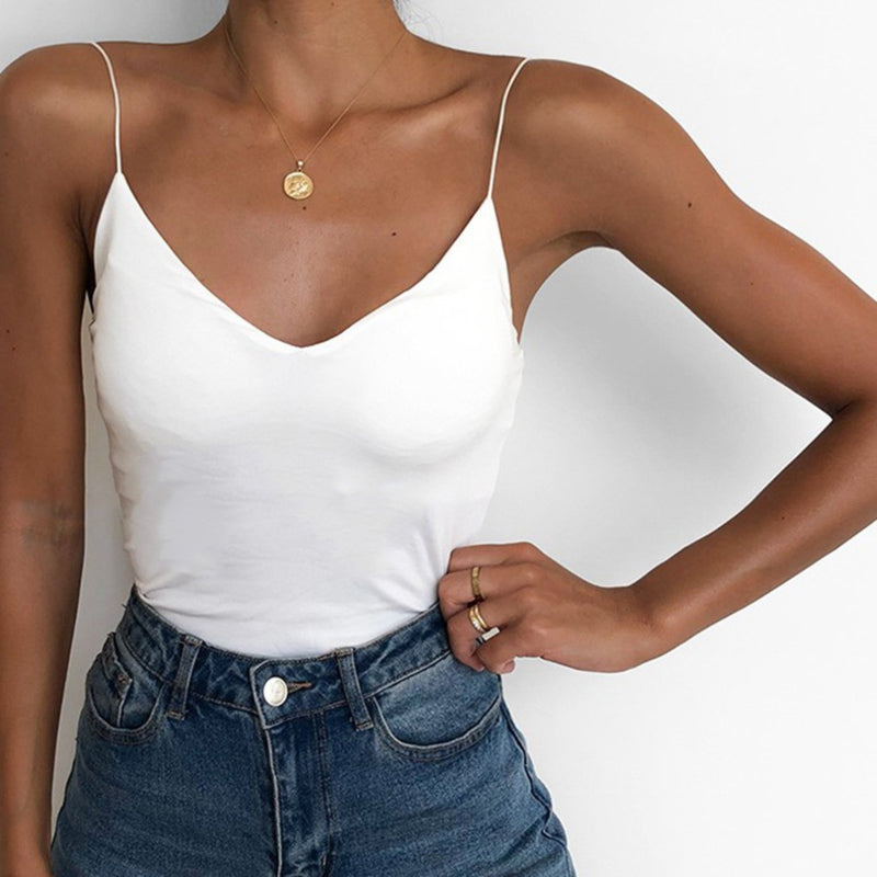 Satin Women Thin Wild Solid Camis Vest Women Tank Tops - cas7m