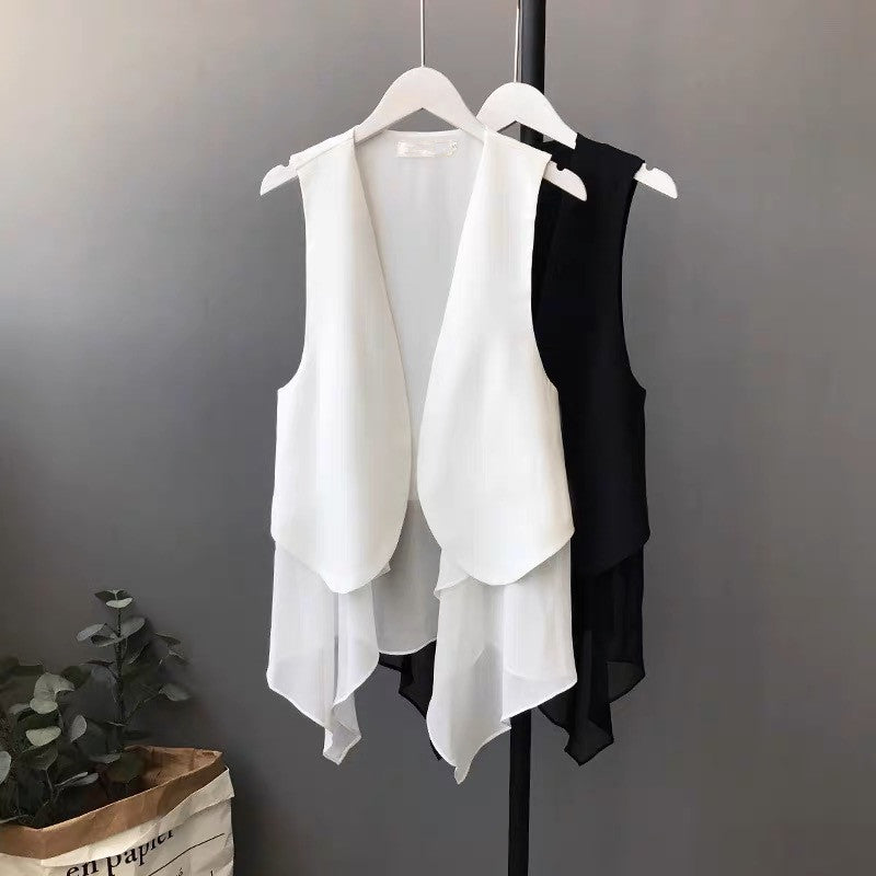 Korean-style Sleeveless Irregular Chiffon Vest Womens - cas7m