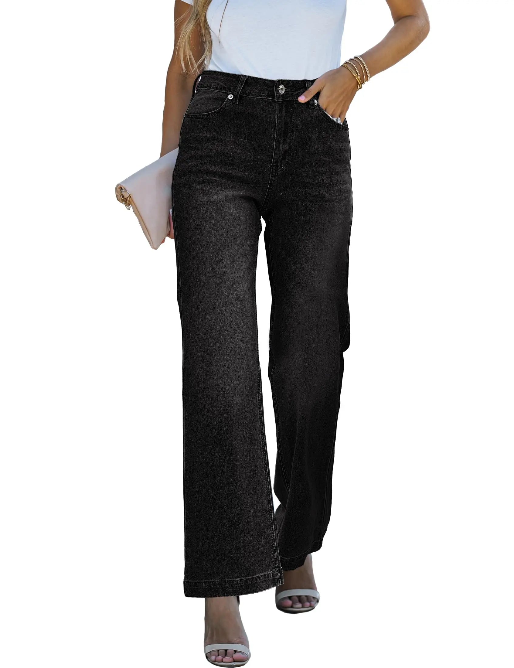 Elegantia High-Rise Flared Denim Trousers in Chocolate Brown