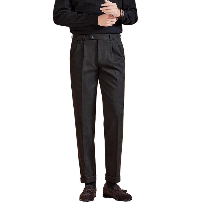 Mens Wool Suit Pants Thickened Straight-Leg Business-Casual Trousers - cas7m