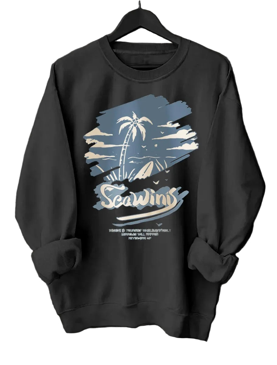 Women's Long Sleeved Printed Hoodie - cas7m