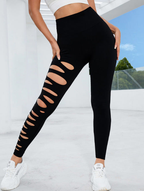 Hollow Tie-dye Yoga Pants High Waist Hip Lift Fitness Pants - cas7m