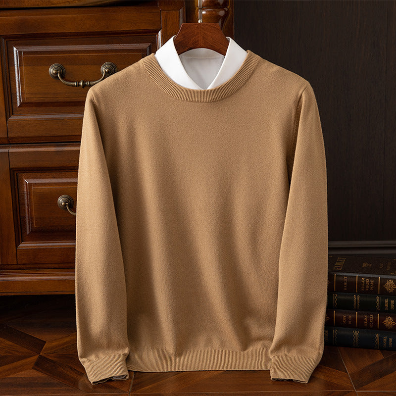Round Neck Pullover Bottoming Shirt Casual Business Loose Long Sleeve Sweater - cas7m