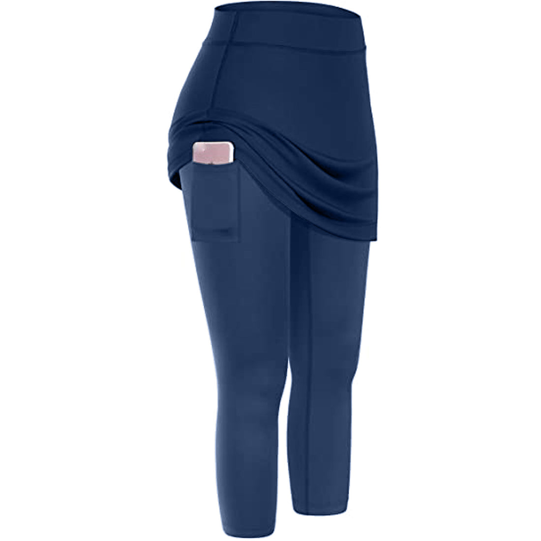 Women Tennis Skirted Leggings Pockets Elastic Sports Yoga Capris Skirts Legging - cas7m