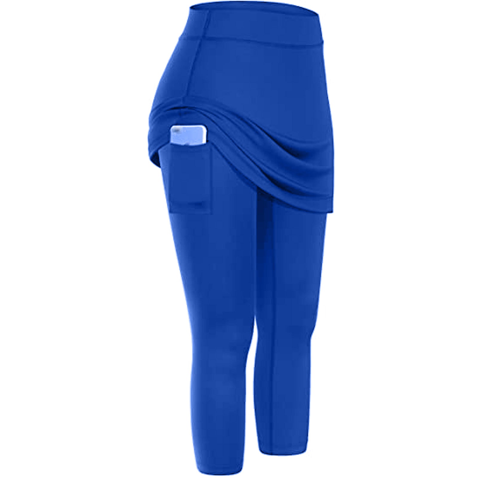 Women Tennis Skirted Leggings Pockets Elastic Sports Yoga Capris Skirts Legging - cas7m