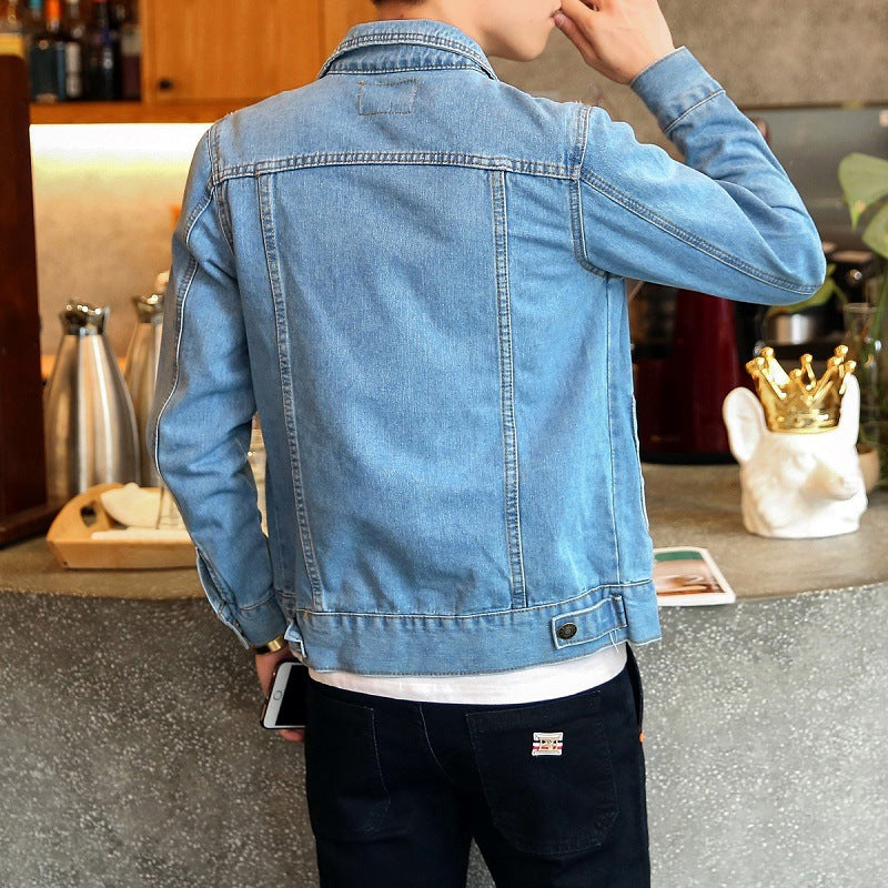 Spring And Autumn Denim Jacket Male Couple Motorcycle Jacket - cas7m
