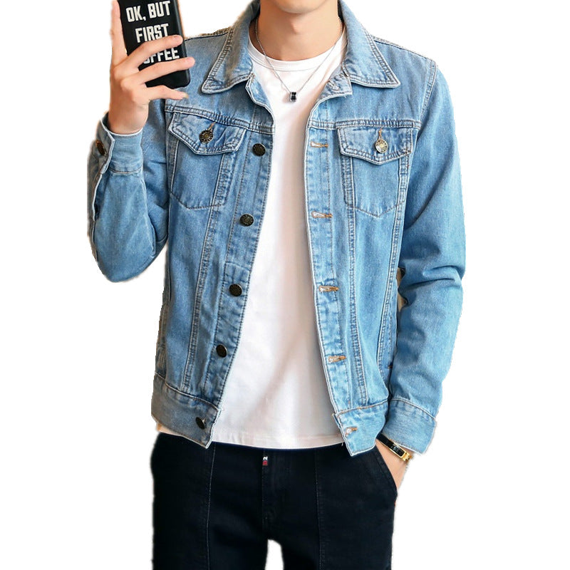 Spring And Autumn Denim Jacket Male Couple Motorcycle Jacket - cas7m