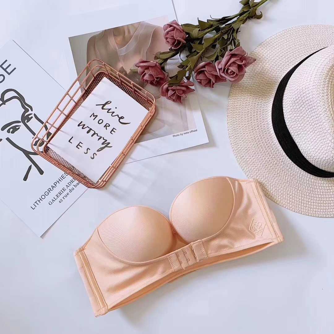 Anti-Glare One-Piece Bra Gathered Up Strapless Bra - cas7m